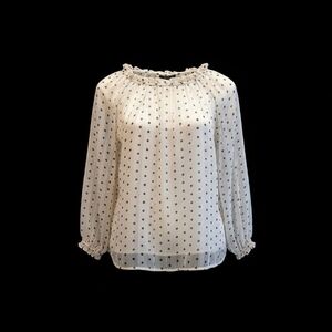 Polka Dot Sheer Blouse - White
